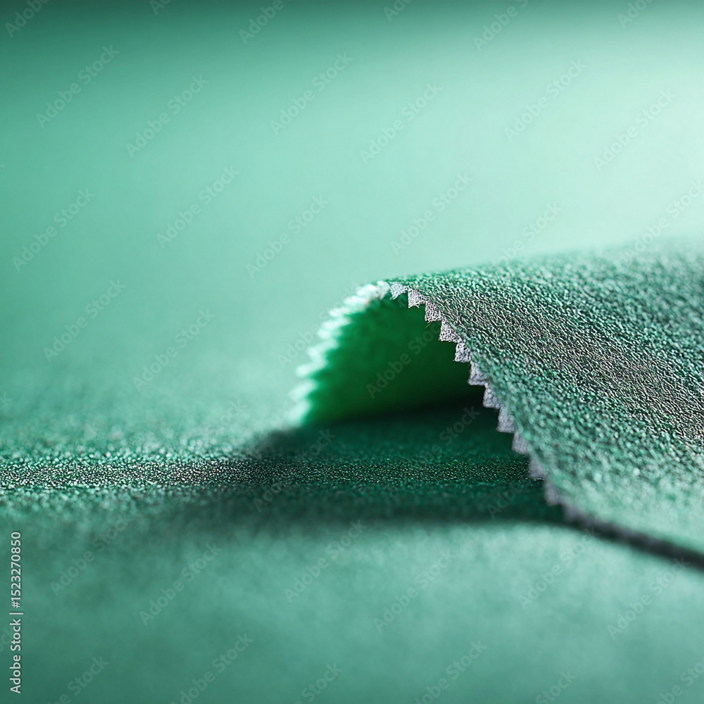 Poster abstract closeup of elegant green fabric with folded edge, creating soft shadows. perfect for textur