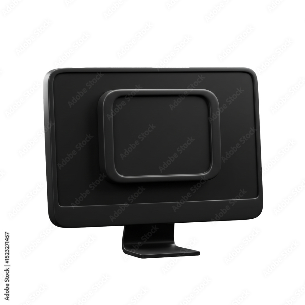 Poster 3d render of a minimalist black computer monitor design against a clean white background
