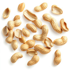 Falling peanuts isolated on a transparent background