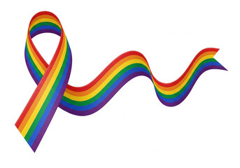 Rainbow Pride ribbon, wavy design on white. LGBTQ+ diversity, love, equality symbol. Perfect for Pride Month, events, and support.