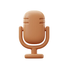 3D rendering of a vintage-style brown microphone on a white background for audio recording
