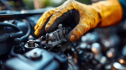 Engine maintenance action garage tutorial mechanical workshop close-up