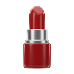 Vibrant red lipstick isolated on white background: Cosmetic beauty product design concept