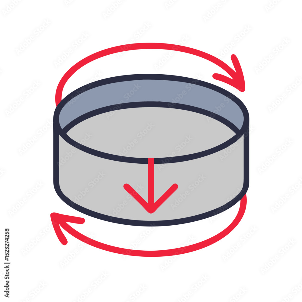 Poster circular arrows box icon in flat design for returns management