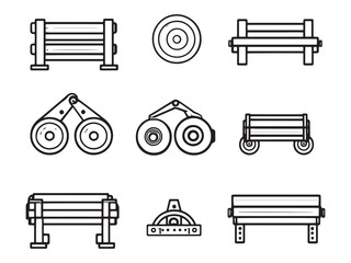 Conveyor Roller ultra minimalist 2D line style