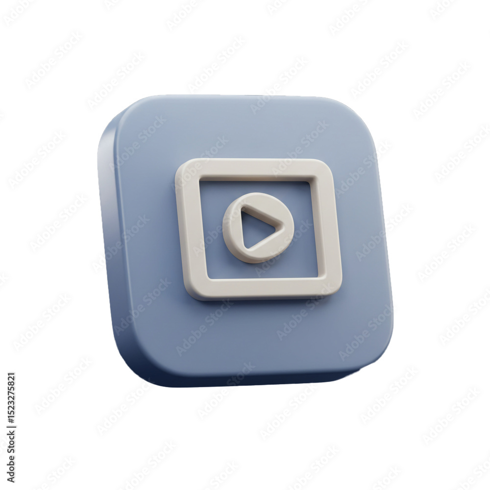 Poster 3d render of a play button icon, modern design for digital content and media