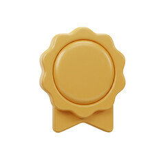 Gold medal illustration: 3D rendered badge signifying achievement and excellence isolated