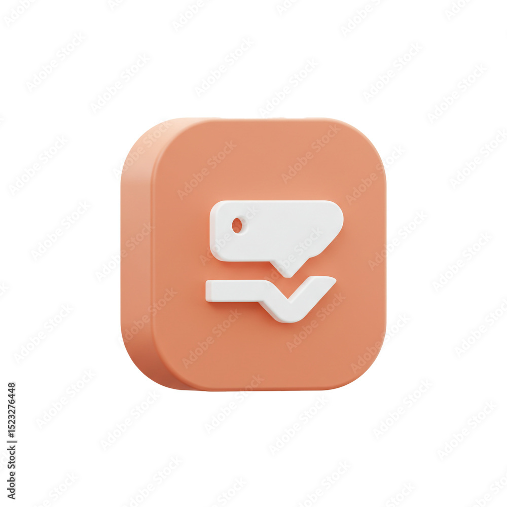 Poster 3d rendered illustration of a rounded square icon with a communication-related symbol