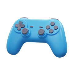3D Render of a Modern Blue Game Controller on White Background