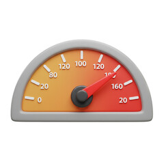 3D rendered speedometer graphic illustrating speed, acceleration, and performance metrics precisely