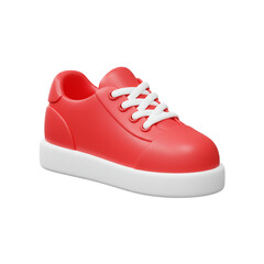Vibrant 3D Render of a Red and White Sneaker Isolated on a Clean White Background