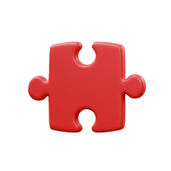 Isolated red puzzle piece on white background representing problem solving and teamwork