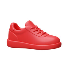 3D rendering of a vibrant red sneaker isolated on a white background showcasing footwear design
