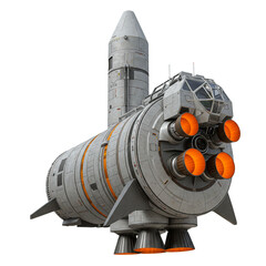 Futuristic spaceship design, isolated on white background, perfect for sci-fi or space exploration