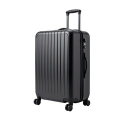 Sleek Black Hard-shell Luggage with Telescoping Handle and Spinner Wheels for Travel or Vacation Needs