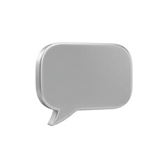 3D rendered silver speech bubble icon isolated on white background for communication