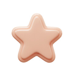 3D render of a single isolated star shape in a pastel pink color on a white background