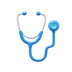 3D rendering of a blue stethoscope isolated on white background for medical concepts