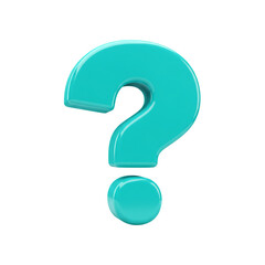 Naklejka premium A Shiny, Turquoise 3D Question Mark Isolated on a White Background for Design