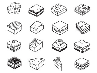 Cream Cheese Brownies Ultra Minimalist 2D Line Art