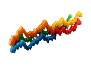 Dynamic Charts: A vibrant illustration showcasing the powerful concept of financial growth, with colorful upward trending charts. The composition conveys a message of prosperity and opportunity.