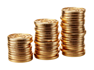 Wealth's Ascent: Illustrative golden coins are arranged in stacks, symbolizing growth, wealth, and financial success. This visual metaphor highlights the power of prosperity.