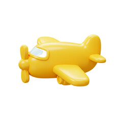 A charming yellow toy airplane illustration featuring a smooth and glossy surface