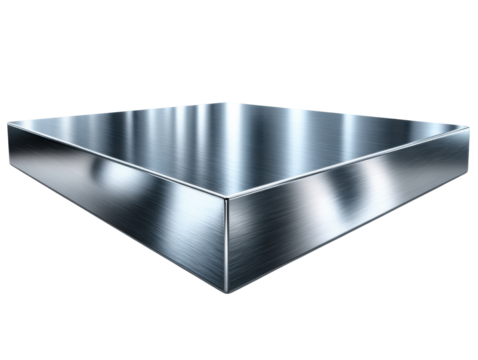 Geometric Minimalism: A sleek, metallic square shape, offering a study in simplicity and form, reflecting light to create subtle gradients and shadows. 