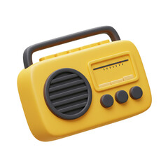 3D Render of a Vintage Yellow Radio Isolated on White Background for Media Projects