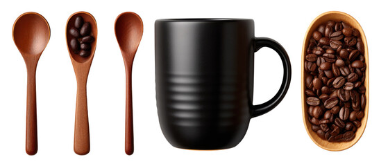 wooden spoons on white background