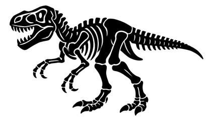 Tyrannosaurus Rex Skeleton in Black and White Vector Illustration Engraving Style © slowbuzzstudio