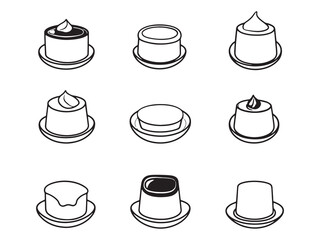 Creme Caramel Simple 2D Line Illustration