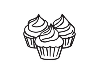 Cupcake Minimalist 2D Line Drawing