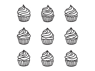 Cupcake Simple 2D Line Illustration
