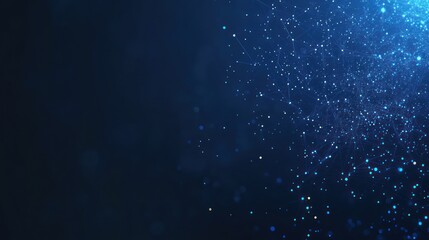 Obraz premium Abstract dark blue background with a plexus of interconnected nodes and glowing particles, creating a sense of depth and connectivity