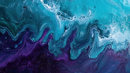 Obraz premium Abstract painting with teal and purple swirls