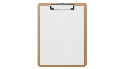 Blank paper on tan clipboard