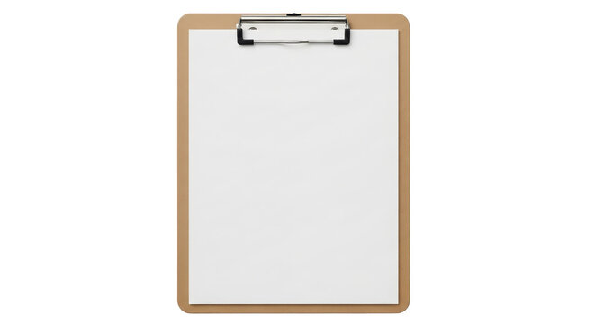 Blank paper on tan clipboard