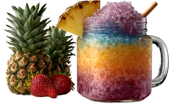 Rainbow Layered Smoothie with Pineapple and Strawberries