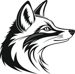Obraz premium fox head vector illustration black silhouette