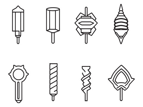 Clean Line Art of End Mill Tools