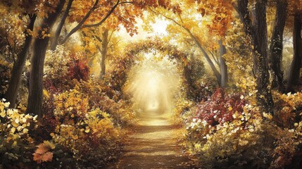 Autumnal forest pathway
