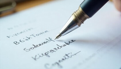 A close-up shot of a contract signing pen poised above a dotted line on a bookkeeping agreement, highlighting financial details and signatures , agreement, audit, company