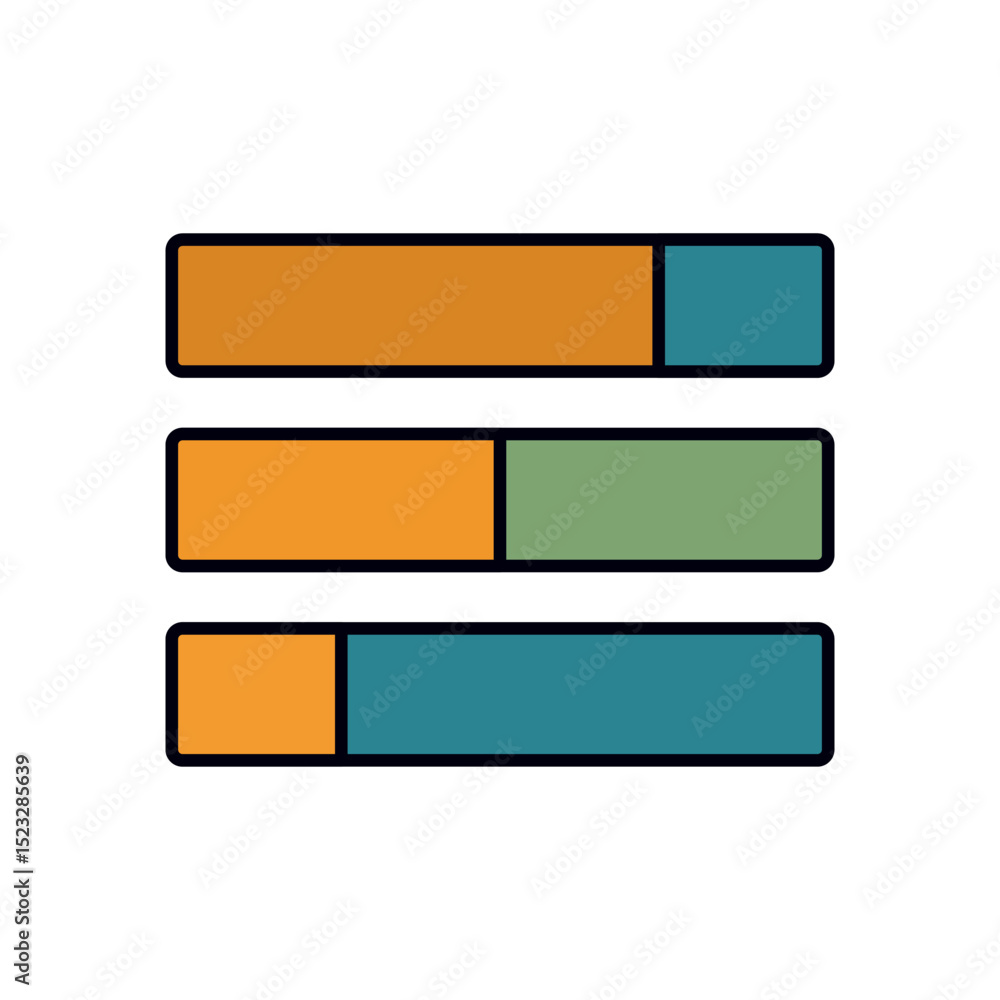 Poster minimal infographic of colored horizontal bars for business performance analysis and project progres