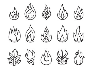 Minimalist Fire Poker Line Art Illustration