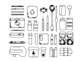 Obraz premium Minimalist First Aid Kit Line Art Icon