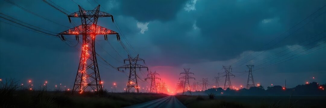 Close-up of high-voltage power lines sparking, ominous dark sky Potential for electrical hazards and industrial accidents Safety and risk assessment crucial in power generation , hazard, safety