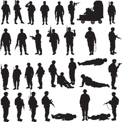Veteran Soldier Vector and silhouette Illustration white color background