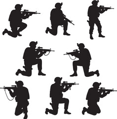 Fototapeta premium Veteran Soldier Vector and silhouette Illustration white color background