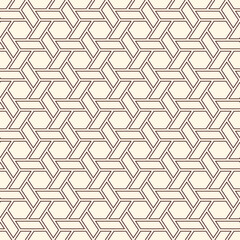 Hexagonal seamless pattern. Honeycomb surface print. Mosaic tiles. Flooring background. Wicker, weave, entwine effect geometric ornament. Modern geometrical wallpaper. Vector abstract.